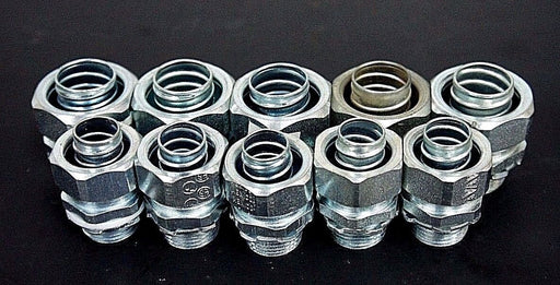LOT OF 10 CONDUIT COUPLING FITTINGS (5) 1/2" & (5) 1"