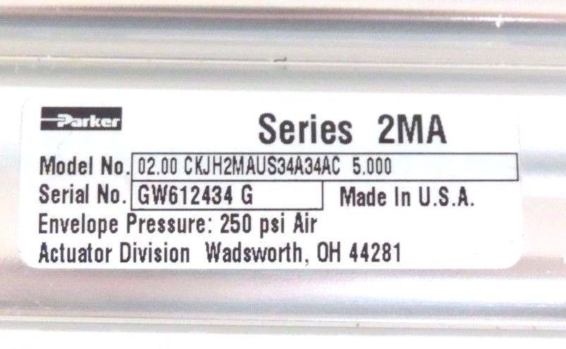 NEW PARKER 02.00 CKJH2MAUS34A34AC 5.00 PNUEMATIC CYLINDER SERIES 2MA 250PSI