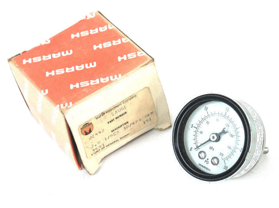 NEW MARSH J2442 PRESSURE GAUGE 2IN, 0-30PSI, 0-210KPA, 1/8NPT