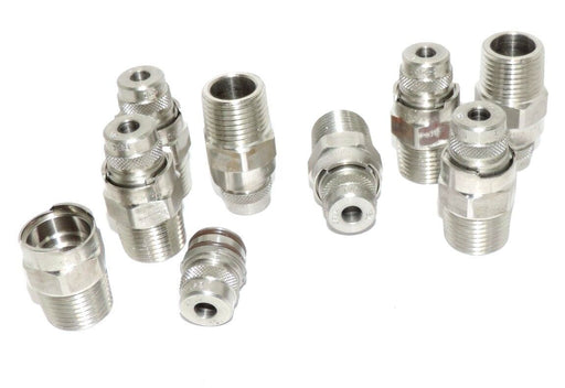 LOT OF 8 BEX 1/2 ZBD 316 SS ZIP TIP NOZZLE BODIES W/ BEX ZF0012 NOZZLE TIPS
