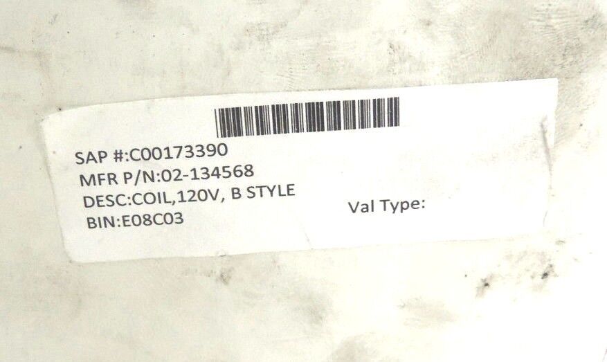 NIB VICKERS 02-134568 SOLENOID COIL 24VDC, 1.6AMP, 120V, B STYLE