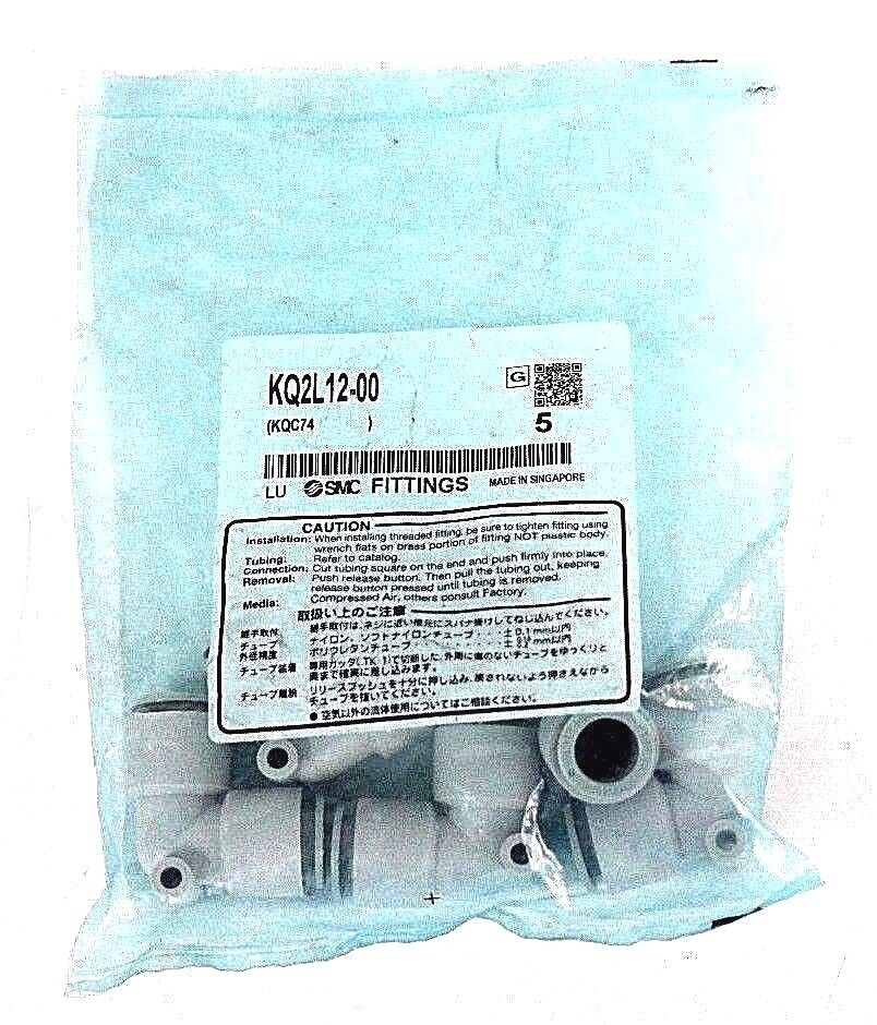 BAG OF 5 NEW SMC KQ2L12-00 UNION ELBOW FITTINGS 12MM NPT KQ2L1200
