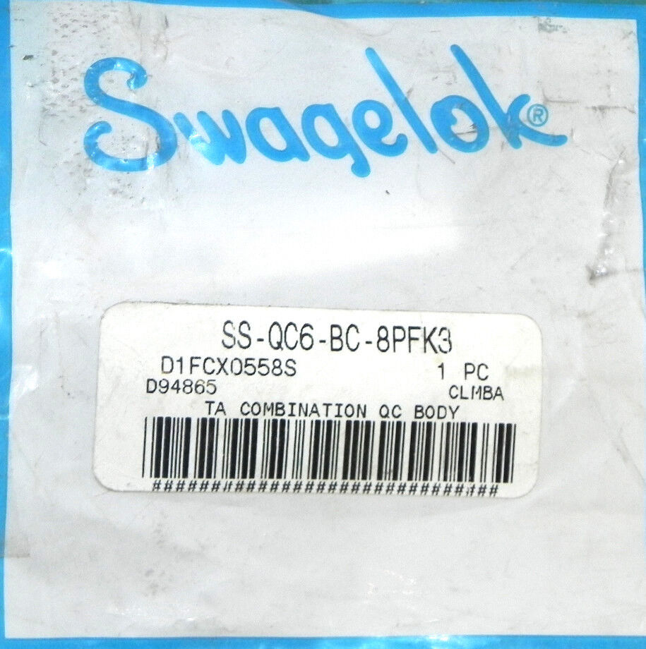 NEW SWAGELOK SS-QC6-BC-8PFK3 TA COMBINATION QC BODY D1FCX0558S