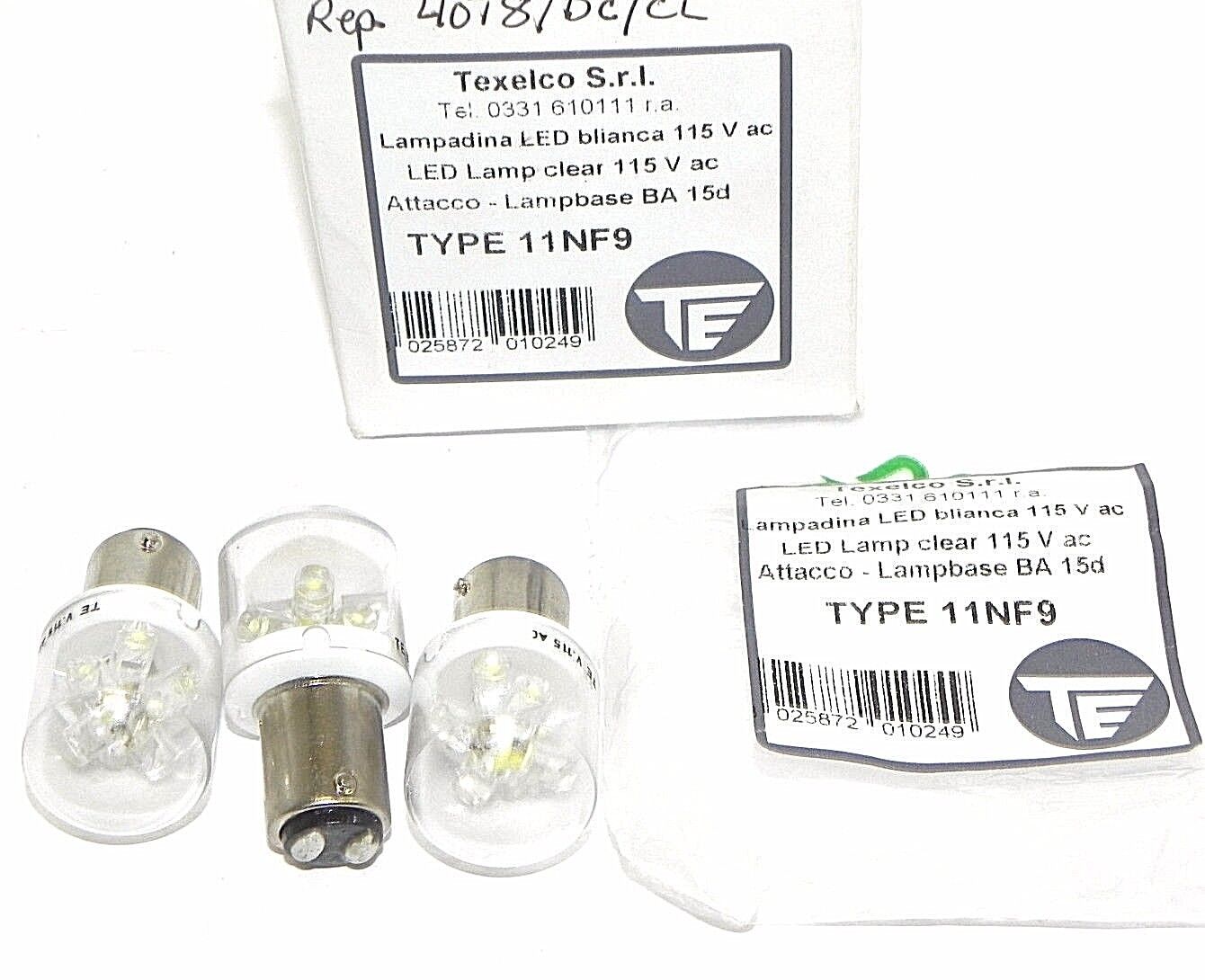 NEW TEXELCO S.R.L. TYPE 11NF9 LED LAMP CLEAR 115V AC, BA15D (BOX OF 3)