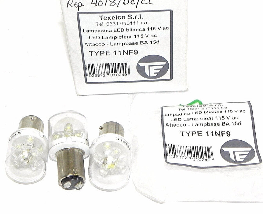 NEW TEXELCO S.R.L. TYPE 11NF9 LED LAMP CLEAR 115V AC, BA15D (BOX OF 3)