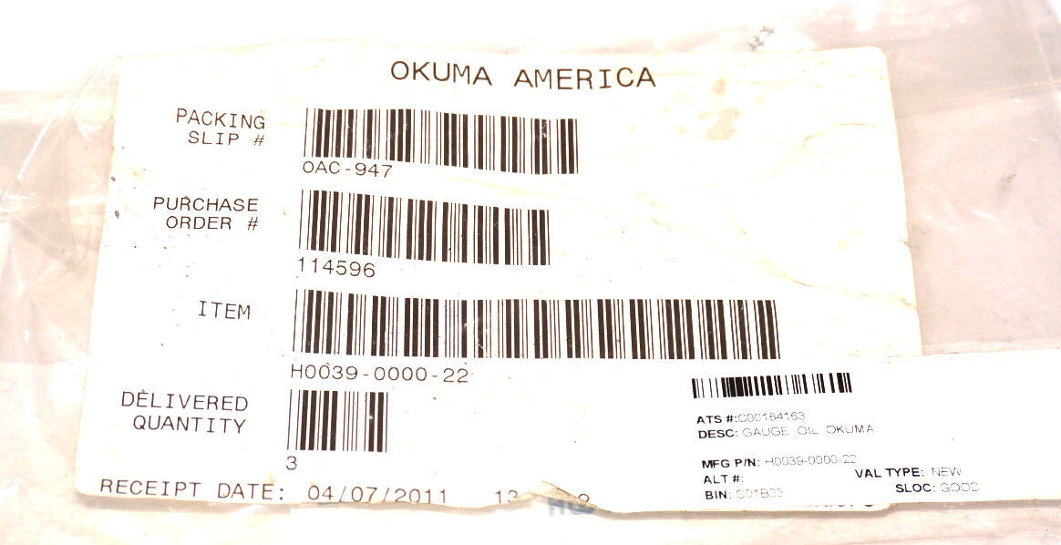 LOT OF 3 NEW OKUMA H0039-0000-22 OIL GAUGES H0039000022