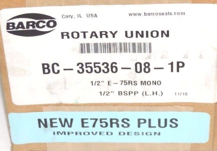 NIB BARCO BC-35536-08-1P ROTARY UNION 1/2'' E-75RS MONO 1/2'' BSPP (L.H.)