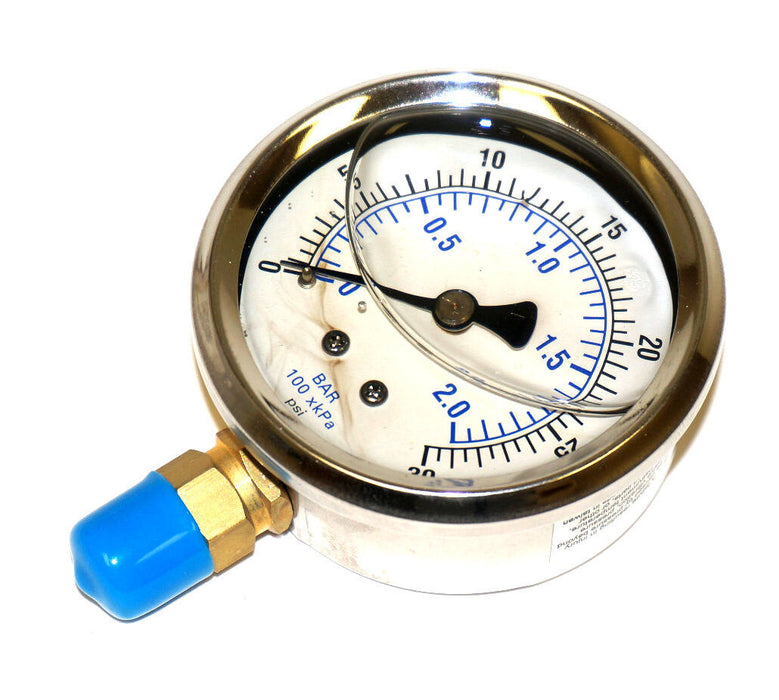 NIB BOND 201L-254C PRESSURE GAUGE 2 1/2'' LIQUID FILLED 1/4 NPT BRASS LOWER