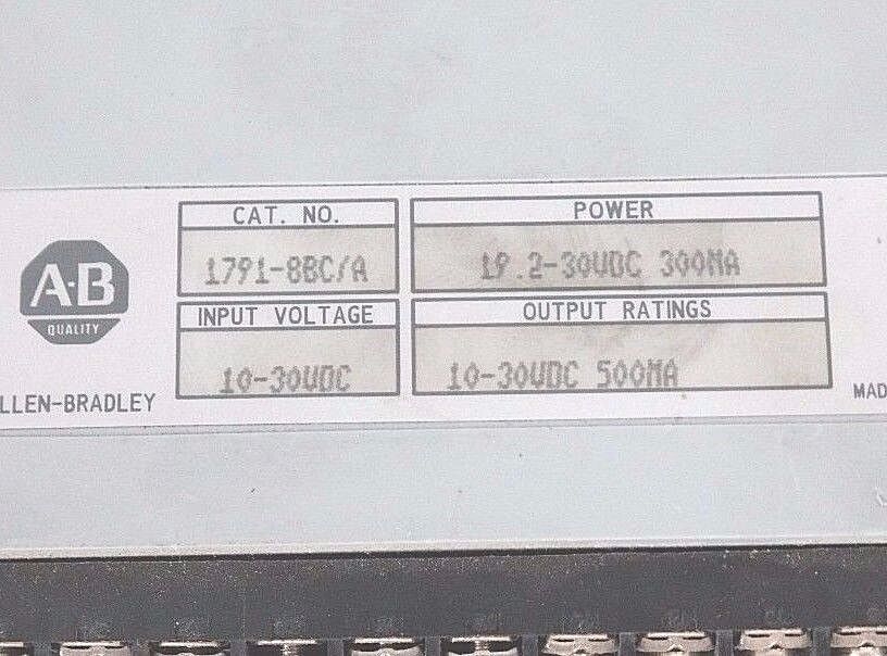 ALLEN BRADLEY 1791-8BC I/O BLOCK 1791-8BC/A, 24VDC