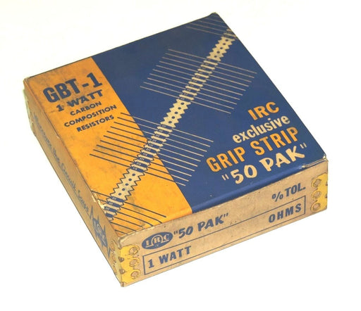 NEW IRC GBT-1 CARBON COMPOSITION 1W RESISTORS GRIP STRIP 50 PAK MIL TYPE RC 32