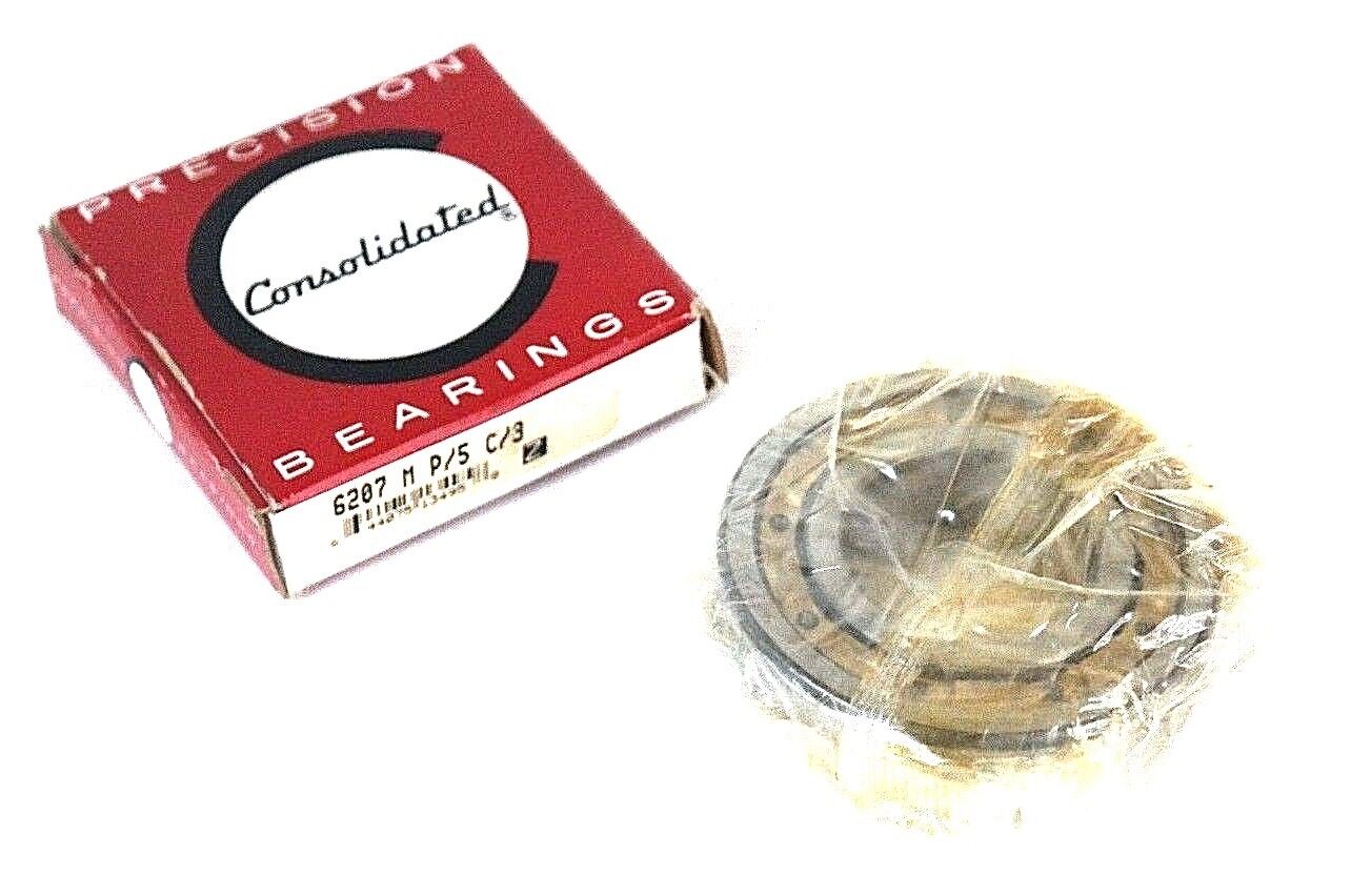 NIB CONSOLIDATED BEARINGS 6207 M P/5 C/3 DEEP GROOVE BALL BEARING 6207MP5C3