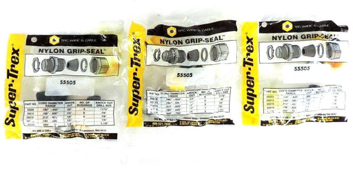 LOT OF 3 NEW TPC WIRE & CABLE 55505 NYLON GRIP-SEAL .180"-.430" RANGE 3/8" NPT