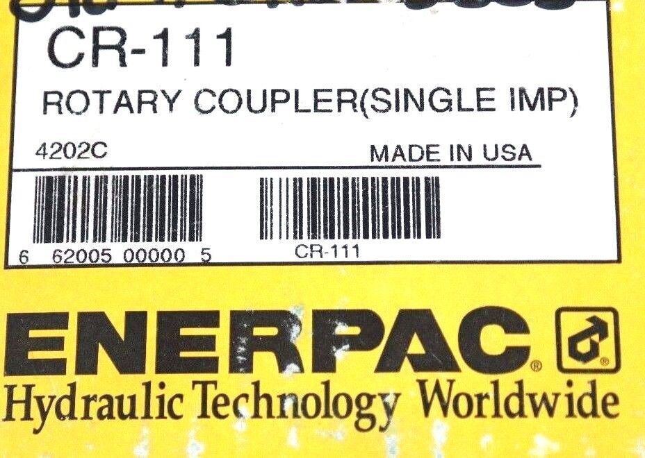 NIB ENERPAC CR-111 ROTARY COUPLER (SINGLE IMP) CR111
