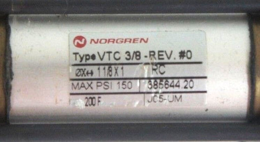 NEW NORGREN VTC 3/8 PNEUMATIC CYLINDER VTC-3/8-REV.#0 1-1/8X1 RC J05-UM 38564420