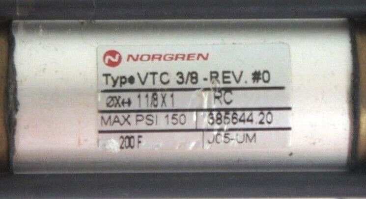 NEW NORGREN VTC 3/8 PNEUMATIC CYLINDER VTC-3/8-REV.#0 1-1/8X1 RC J05-UM 38564420