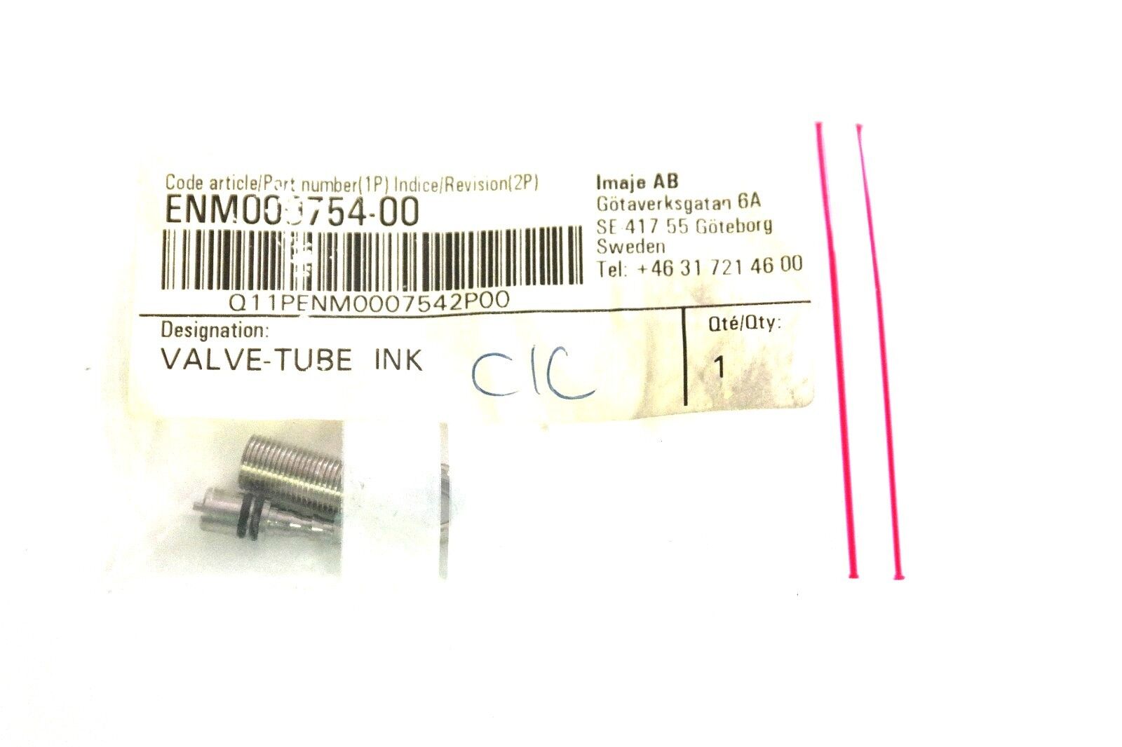 NIB MARKEM IMAJE ENM000754-00 VALVE-TUBE INK ENM000754