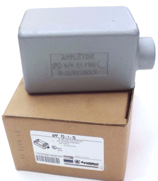 NIB APPLETON FD-1-75 CAST DEVICE BOX IRON 1GANG 3/4IN, FD175