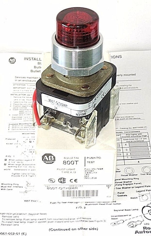 NIB ALLEN BRADLEY 800T-QTH24R PILOT LIGHT W/ HIGH VISIBILITY LED 24V RED LENS