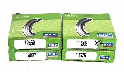 LOT OF 5 SKF OIL SEALS (2) 11209 (1) 13676 (1)12458 (1) 14807