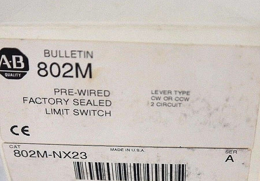 NIB ALLEN BRADLEY 802M-NX23 SER. A LIMIT SWITCH 802MNX23