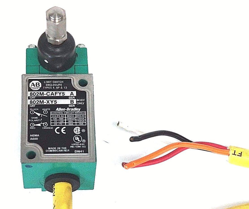 ALLEN BRADLEY 802M-CAFY5 SERIES A PRE-WIRED LIMIT SWITCH 802MCAFY5