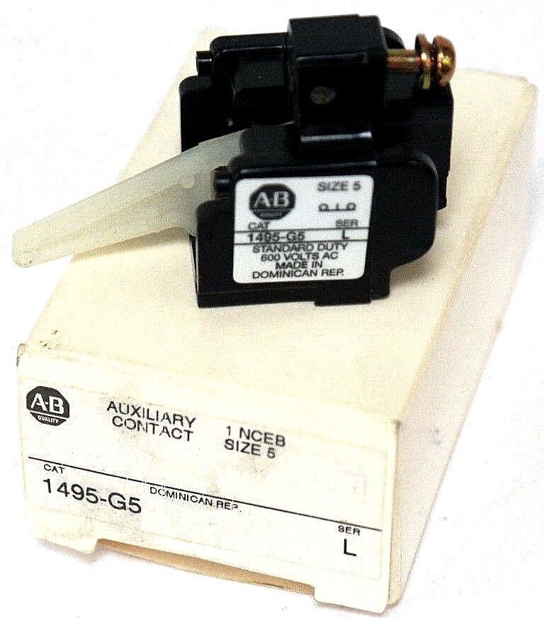 NIB ALLEN BRADLEY 1495-G5 AUXILIARY CONTACT SER. L, SIZE 5, 1495G5