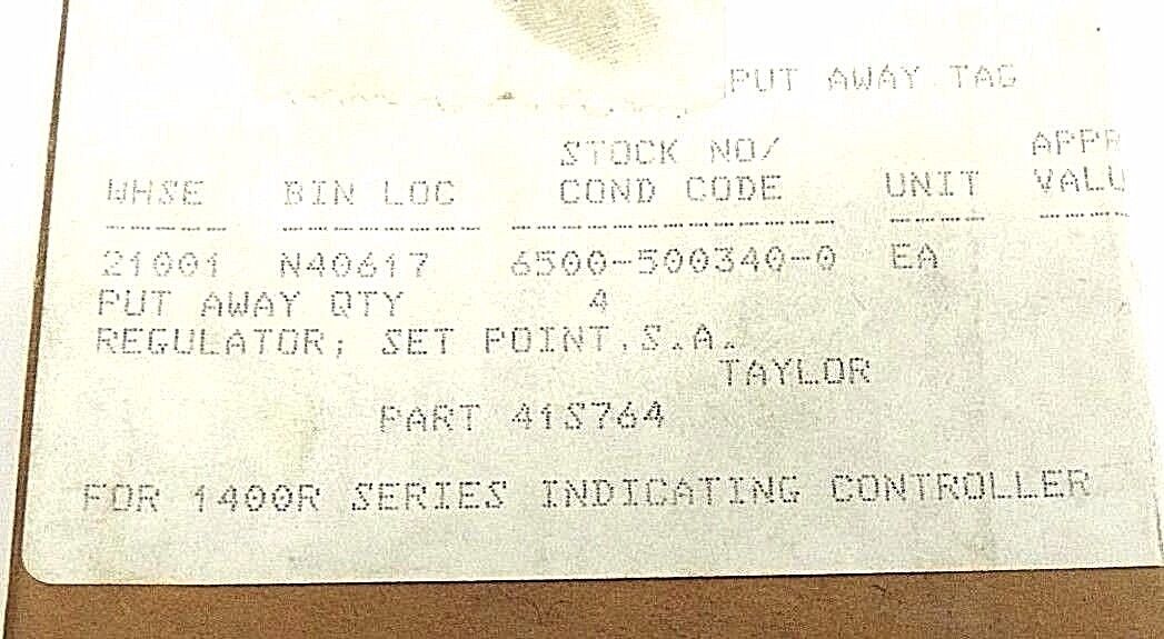 NIB TAYLOR 41S764 SET POINT REGULATOR FOR 1400R INDICATOR CONTROLLER