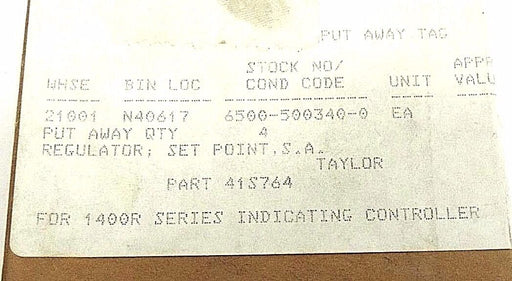 NIB TAYLOR 41S764 SET POINT REGULATOR FOR 1400R INDICATOR CONTROLLER