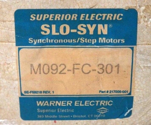 NIB WARNER M092-FC-301 SUPERIOR ELECTRIC SLO-SYN SYNCHRONOUS STEP MOTORS