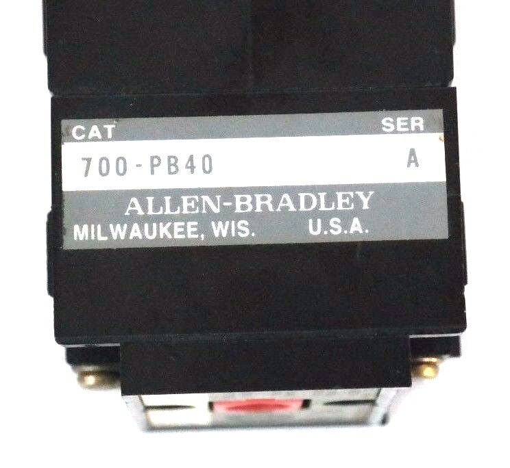 ALLEN BRADLEY 700DC-P400Z24 CONTROL RELAY SER. A, TYPE P W/ 700-PB40 ADDER DECK