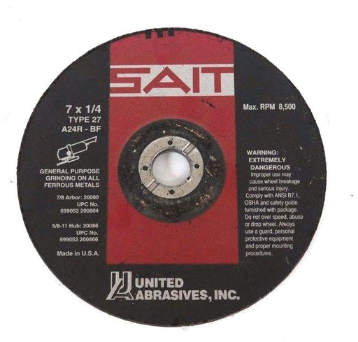 LOT OF 3 NEW UNITED ABRASIVES INC A24R-BF GRINDING WHEELS 7 X 1/4 TYPE 27