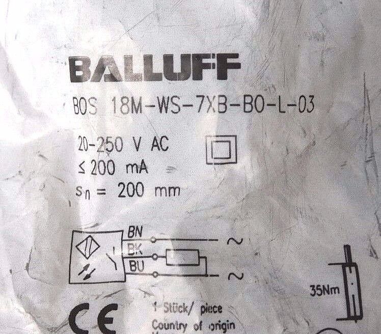 NIB BALLUFF BOS 18M-WS-7XB-BO-L-03 SENSOR BOS18MWS7XBBOL03 , 147025