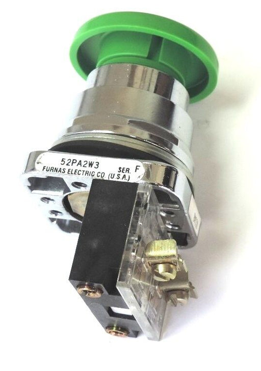 NEW FURNAS 52PA2W3 2POS PUSH/PULL OPERATOR GREEN SER. F W/ 52BAK SER. E