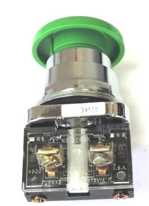 NEW FURNAS 52PA2W3 2POS PUSH/PULL OPERATOR GREEN SER. F W/ 52BAK SER. E
