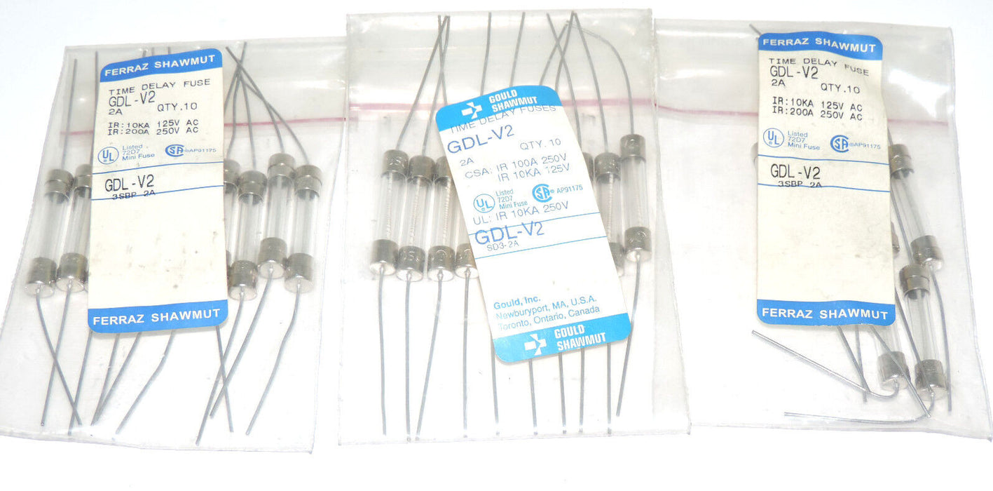 LOT OF 27 FERRAZ SHAWMUT GDL-V2 TIME DELAY FUSES 2A
