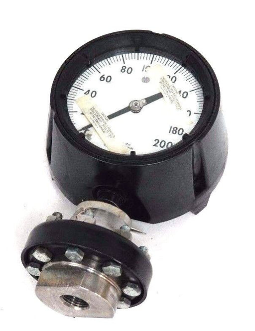 NIB ASHCROFT DURAGAUGE 0-200PSI TYPE: 101 DIAPH:S BK SIZE3/4" W/ A.I.S.I C12L13