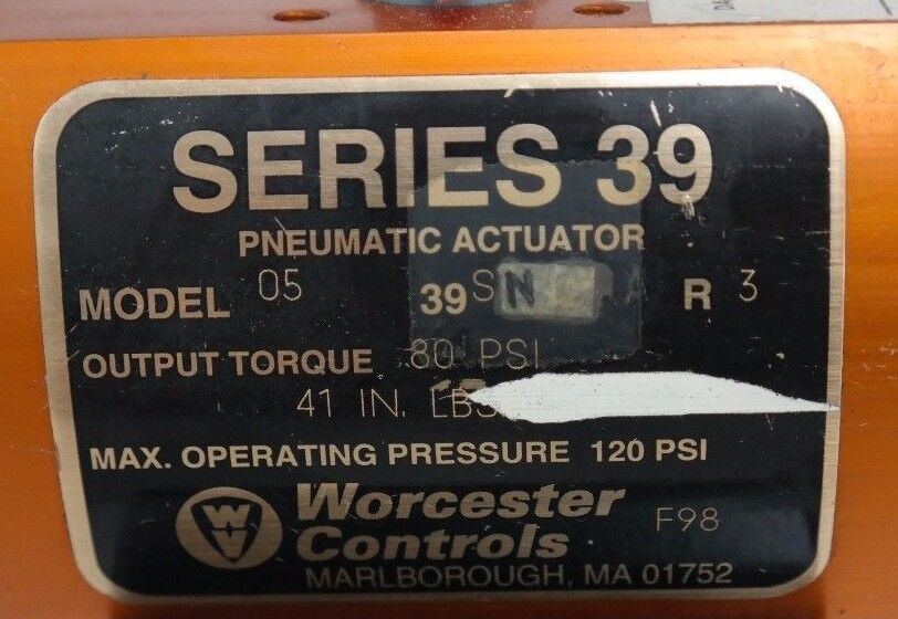 WORCESTER CONTROLS MODEL: 05 39SN R3 SERIES 39 PNEUMATIC ACTUATOR R2CWP1000