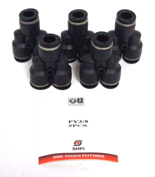 LOT OF 5 NEW COMPOSITE PUSH TO CONNECT UNION "Y" FITTINGS 3/8" OD, LG84PC-6-6