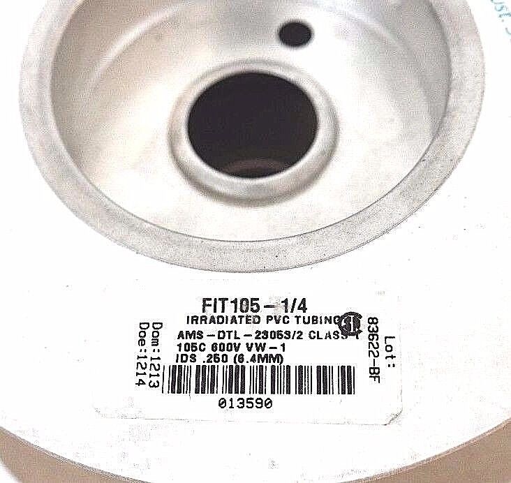 NEW ALPHAWIRE FIT105-1/4 IRRADIATED PVC TUBING AMS-DTL-23053/2 .250 (6.4MM) 105C