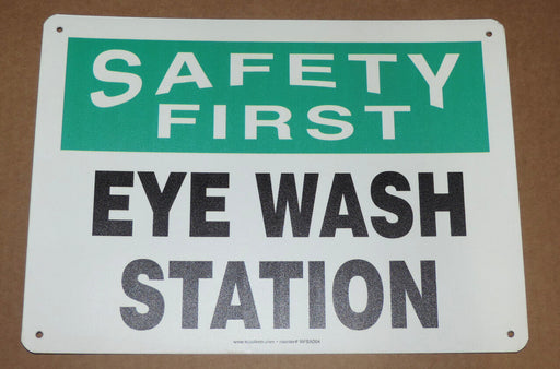 NEW LOT OF 2 VINYL "SAFETY FIRST, EYE WASH STATION" SIGN MFSAD04 MFSD982VS