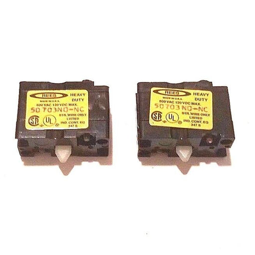 LOT OF 2 NEW REES 50703 NO-NC CONTACT BLOCKS 600VAC, 120VDC, 50703NONC