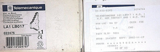 LOT OF 2 NIB TELEMECANIQUE LA1-LB017 ADD. ON BLOCKS LA1LB017