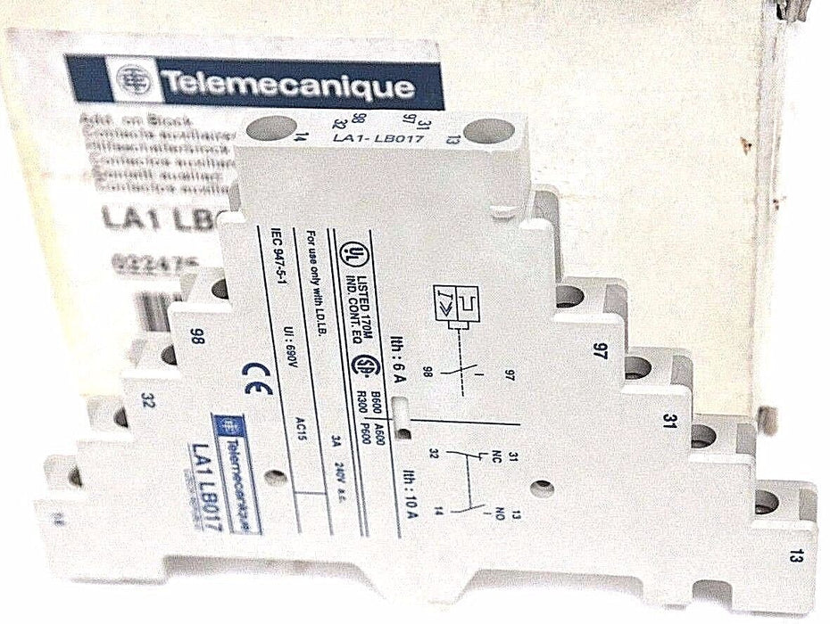 LOT OF 2 NIB TELEMECANIQUE LA1-LB017 ADD. ON BLOCKS LA1LB017