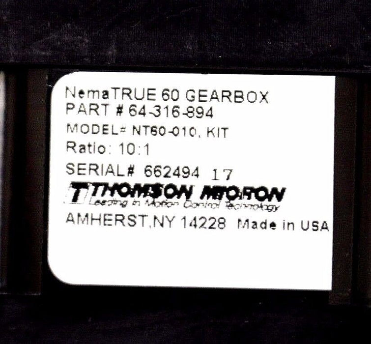 NEW THOMSON MICRON 64-316-894 TRUE 60 GEARBOX NT60-010 KIT 10:1 64316894 NT60010