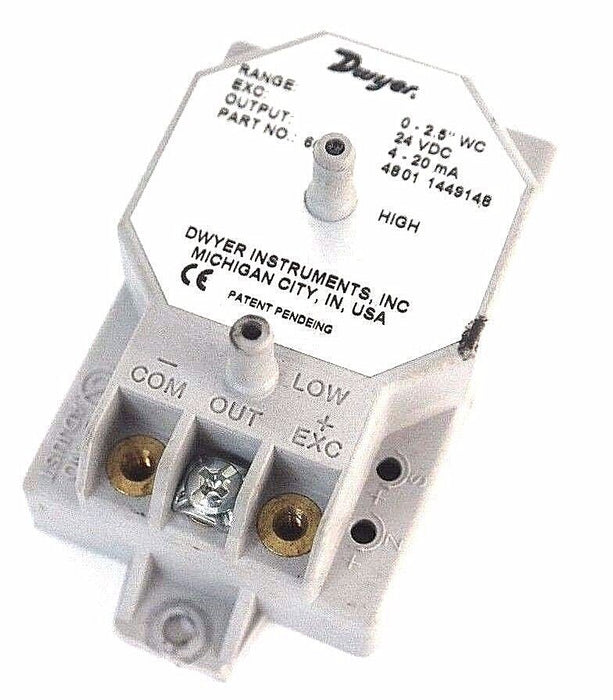 DWYER 668-4 SERIES 668 DIFFERENTIAL PRESSURE TRANSMITTER 0-25"WC, 24VDC, 4-20MA