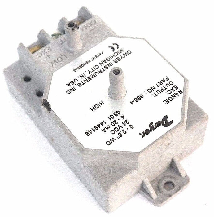 DWYER 668-4 SERIES 668 DIFFERENTIAL PRESSURE TRANSMITTER 0-25"WC, 24VDC, 4-20MA