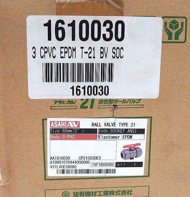 NEW ASAHI 1610030 3" CPVC/EPDM/SOC/TU DUO-BLOC 21 BALL VALVE 1610-030 5091A030