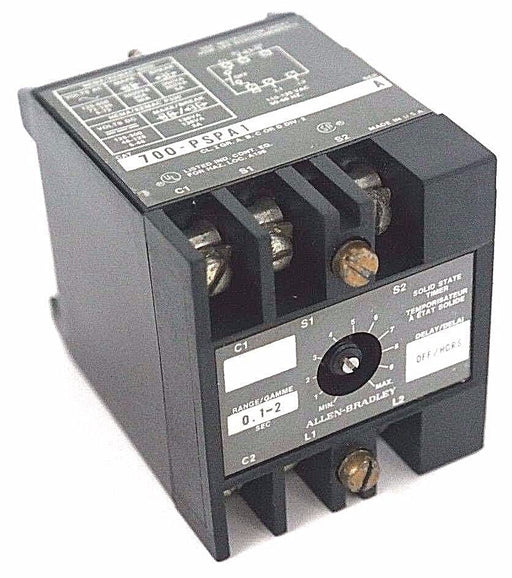 ALLEN BRADLEY 700-PSPA1 SOLID STATE TIMER 700PSPA1 SER. A RANGE: 0.1-2 SEC.