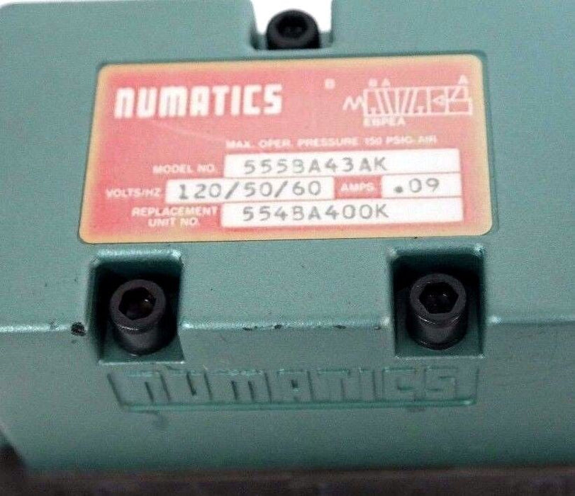 NEW NUMATICS 555BA43AK VALVE 554BA400K, AMPS: .09, 237-614B COIL