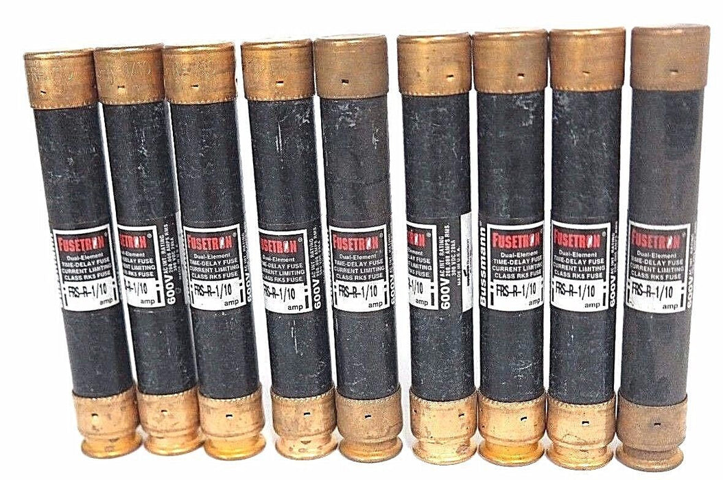 NIB COOPER BUSSMANN FRS-R-1/10 FUSETRON CLASS RK5 FUSES FRSR110, 600V (BOX OF 9)